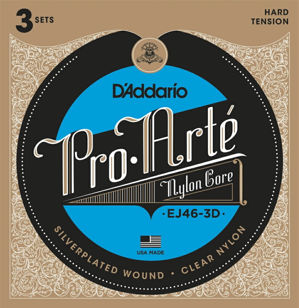 D'Addario ダダリオ クラシックギター弦 EJ46-3D Silver/Clear/Hard [EJ-46-3D daddario】【ゆうパケット対応】