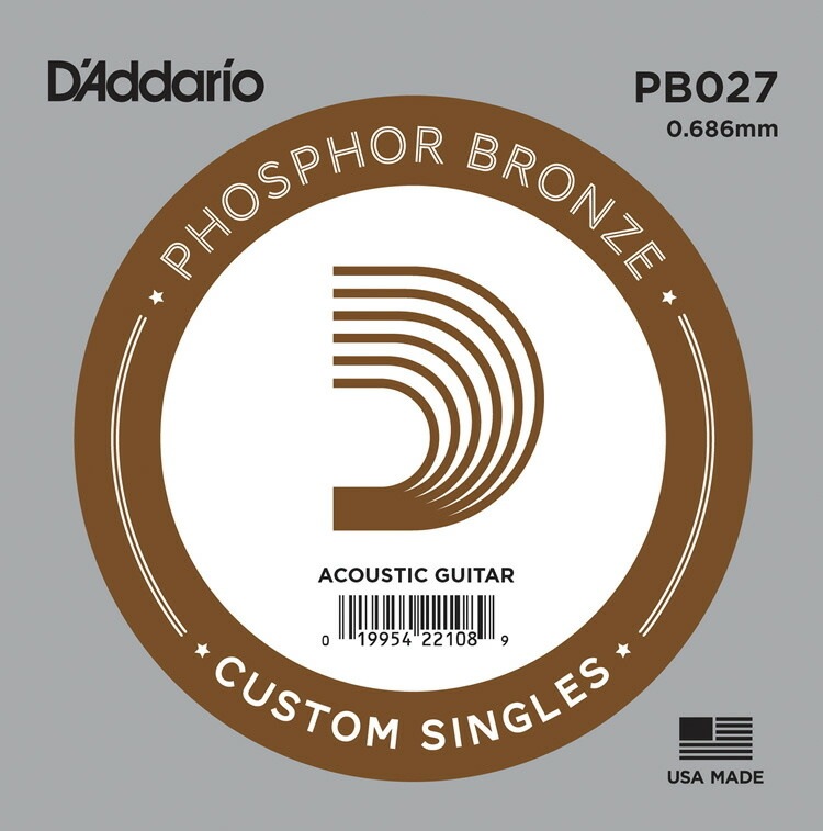 D'Addario アコースティックギター バラ弦  5本セット PB027  Phosphor Bronze【daddario ダダリオ アコギ弦 pb-027】【ゆうパケット対応】