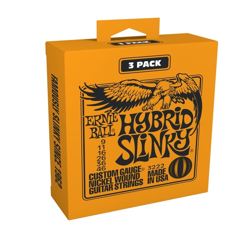 ERNIE BALL エレキギター弦 3セットパック #3222 ニッケルワウンド Hybrid Slinky [ゲージ: .009/.011/.016/.026/.036/.046]【アーニーボール】