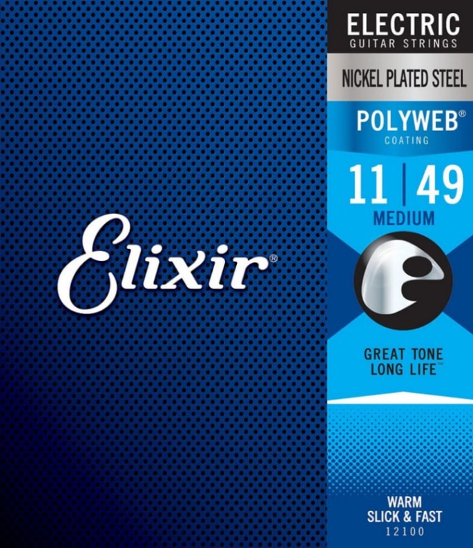 Elixir エリクサー エレキギター弦 ポリウェブ Medium [011-.049] #12100 【POLYWEB】【国内正規品】【ゆうパケット対応】