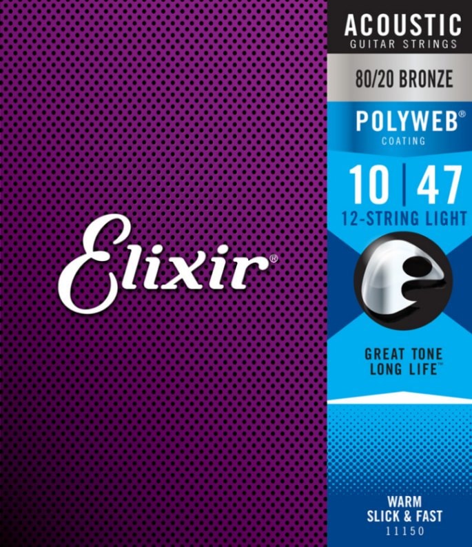 Elixir エリクサー アコースティックギター弦 ポリウェブ 12弦 Light [.010-.047] #11150 【POLYWEB 80/20ブロンズ】【国内正規品】【ゆうパケット対応】