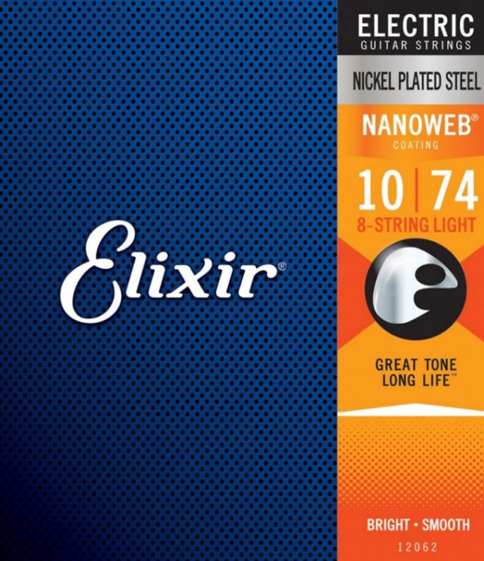 Elixir エリクサー エレキギター弦 ナノウェブ 8弦 Light [.010-.074] #12062【NANOWEB】【国内正規品】【ゆうパケット対応】