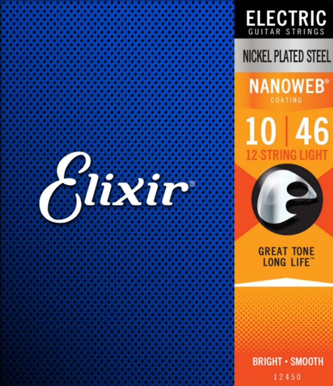 Elixir エリクサー エレキギター弦 ナノウェブ 12弦 Light [.010-.046] #12450【NANOWEB】【国内正規品】【ゆうパケット対応】