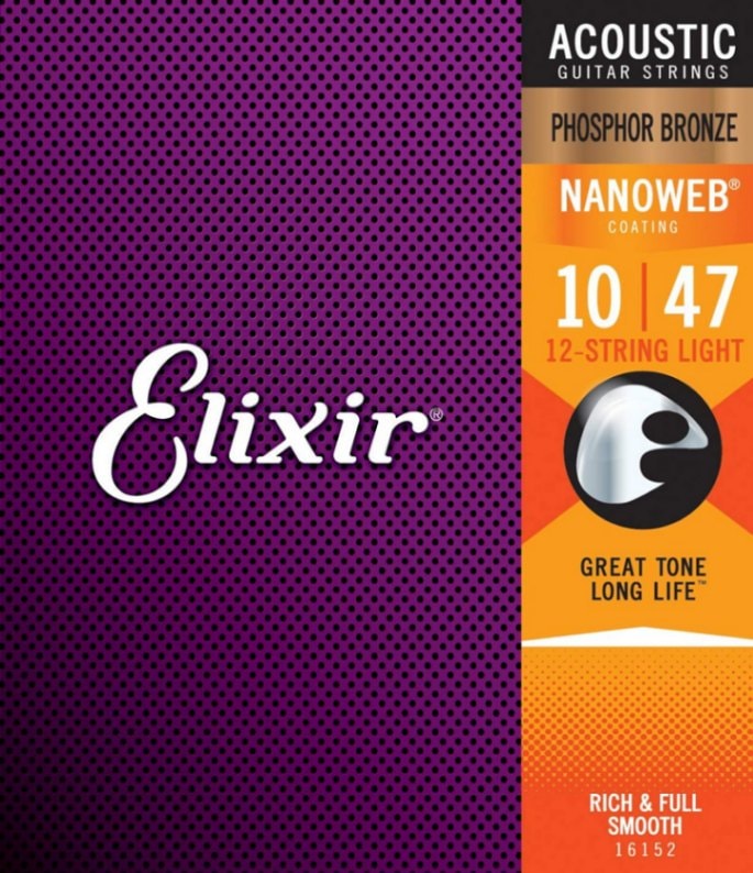 Elixir エリクサー アコースティックギター弦 ナノウェブ 12弦 Light [.010-.047] #16152【フォスファーブロンズ弦】【国内正規品】【ゆうパケット対応】
