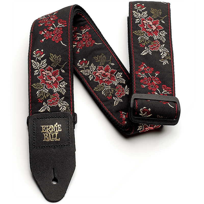 ERNIE BALL ギターストラップ RED ROSE #4142 CLASSIC JACQUARD GUITAR STRAP/BASS STRAP【アーニーボール クラシックジャガードストラップ レッドローズ】【ゆうパケット対応】