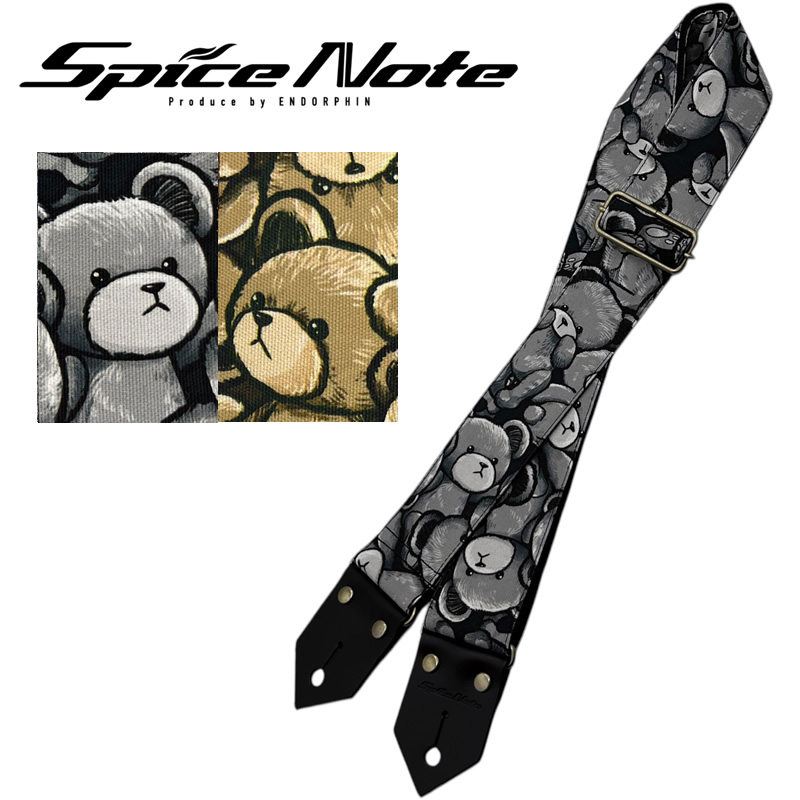 Spice Note ギター ベース ストラップ ES-PP50NTB “Teddy” Printing Fablic series【スパイスノート ストラップ テディベア くま クマ ESPP50NTB】【ゆうパケット対応】
