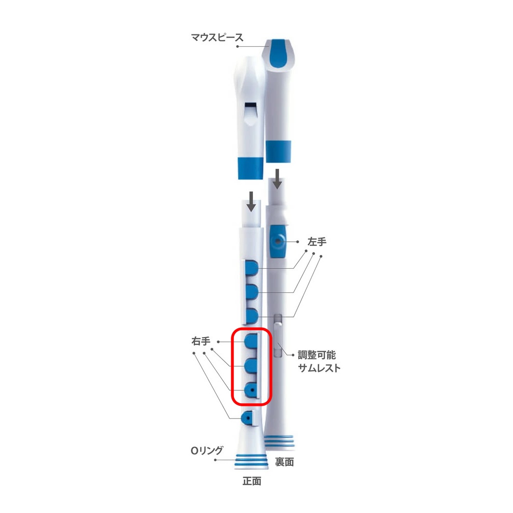【パーツ販売用】NUVO Recorder+用シリコンキー 右手3連/BL 【ゆうパケット対応】