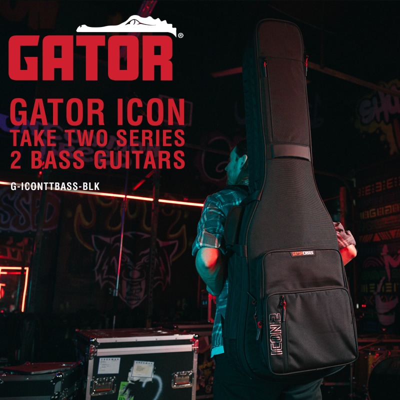GATOR エレキベース用ギグバッグ 2本収納可能 G-ICON Take Two Series G-ICONTTBASS-BLK 【 ゲーター GIGBAG ベースケース ベースバッグ ブラック 高耐久ナイロン製 調整可能ボディブロック付属 】【大型荷物】
