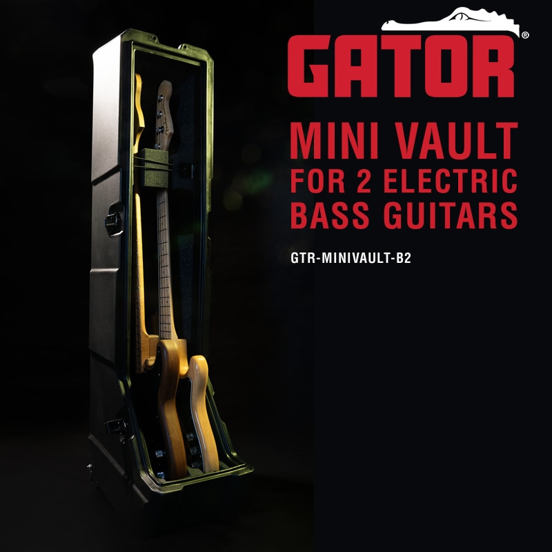 GATOR エレキベース用ハードケース 2本収納 ハンドル&ホイール付き