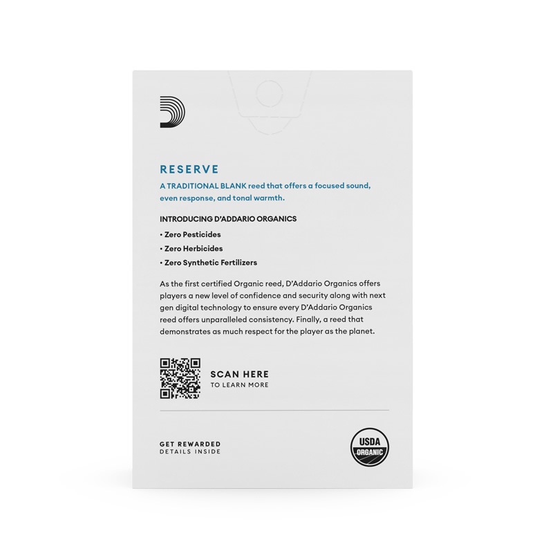 D'Addario WoodWinds ダダリオ リード E♭クラリネット用 RESERVE USDAオーガニック認証取得済 ODBR10 10枚入り 【ODBR1020/ODBR1025/ODBR1030/ODBR1035/ODBR10355/ODBR1040】【ゆうパケット対応】