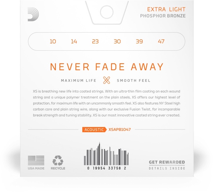 D'Addario アコースティックギター弦 XSAPB1047 Extra Light 010-047［ダダリオ アコギ コーティング フォスファー ブロンズ]【ゆうパケット対応】