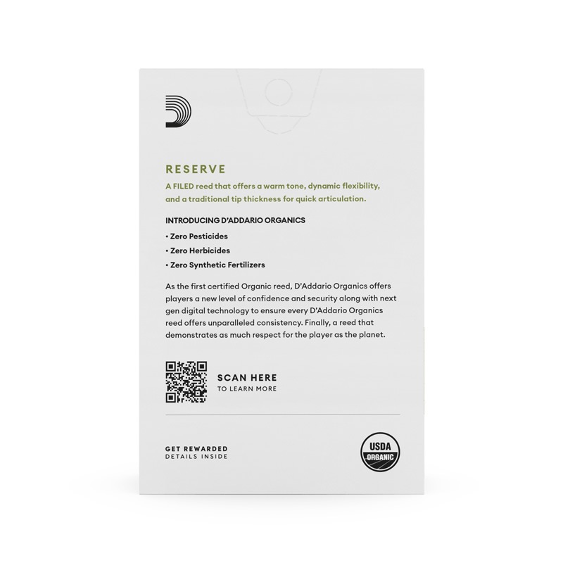D'Addario WoodWinds ダダリオ リード アルトサックス用 RESERVE USDAオーガニック認証取得済 ODJR10 10枚入り 【ODJR1020/ODJR1025/ODJR1030/ODJR10305/ODJR1035/ODJR1040/ODJR1045】【ゆうパケット対応】