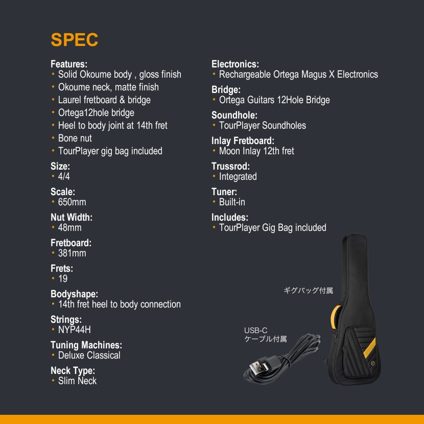 ORTEGA エレガット TOURPLAYER RTPDLX ギグバッグ付属【オルテガ