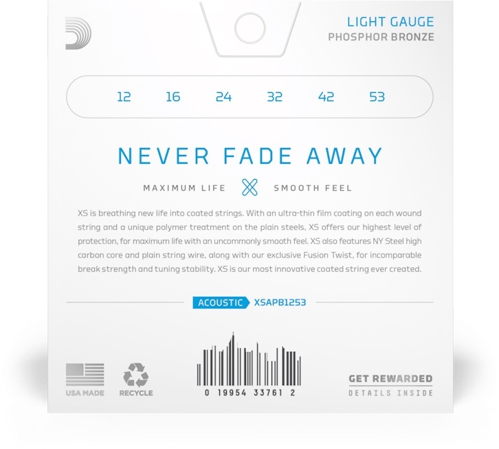 D'Addario アコースティックギター弦 XSAPB1253 Light 012-053［ダダリオ アコギ コーティング フォスファー ブロンズ]【ゆうパケット対応】