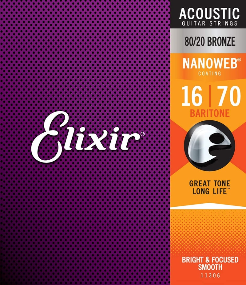 Elixir エリクサー アコースティックギター弦 ナノウェブ Baritone [.016-.070] #11306 【NANOWEB 80/20ブロンズ】【国内正規品】【ゆうパケット対応】