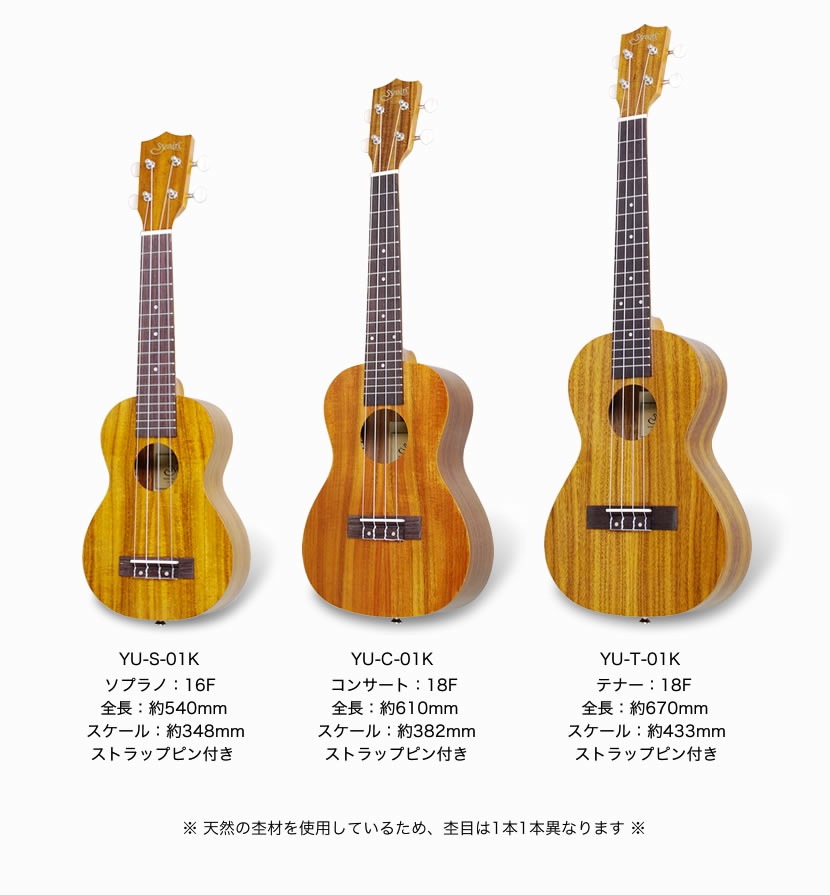 S.Yairi ウクレレ YU-S-01K 入門セット（ソプラノサイズ、全長約54cm、コア材、ギアペグ仕様)【ヤイリ YUS01K 初心者セット】