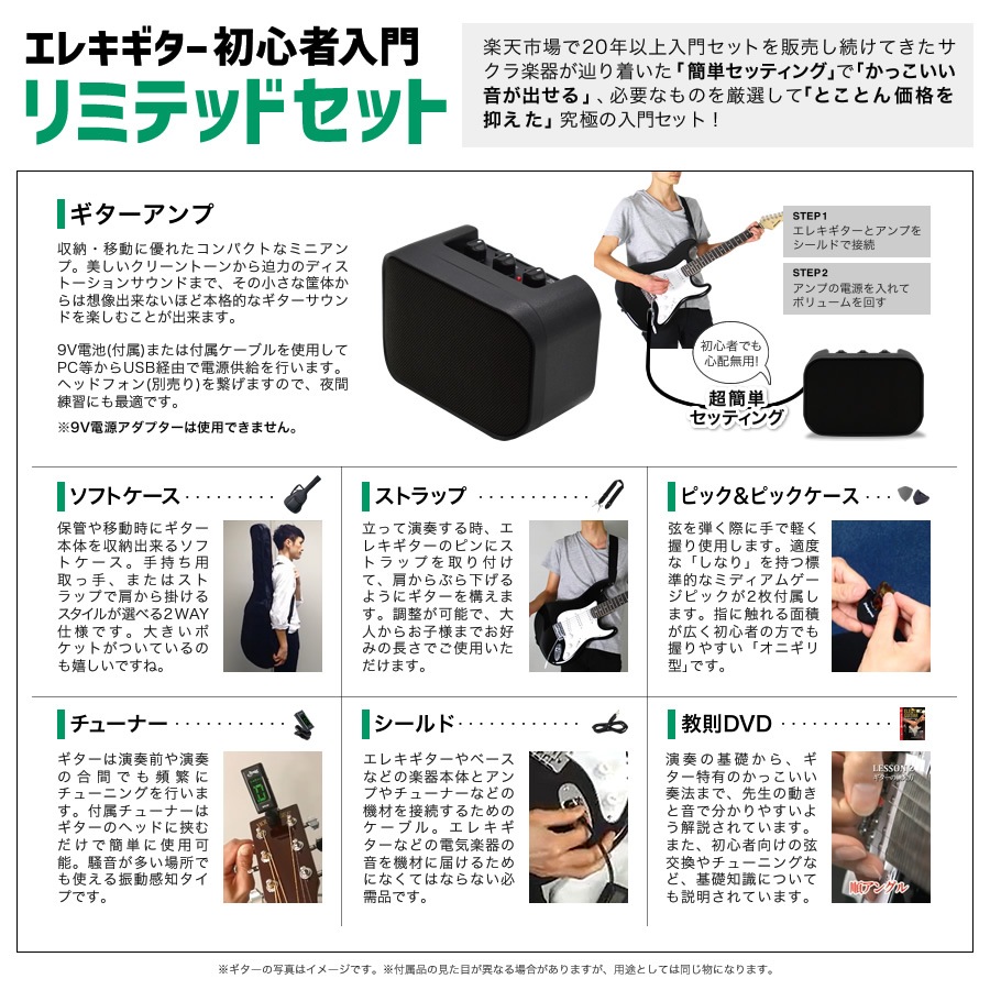 エレキギター SELDER STH-20 リミテッドセット 【セルダー 初心者セット 入門セット STH20】