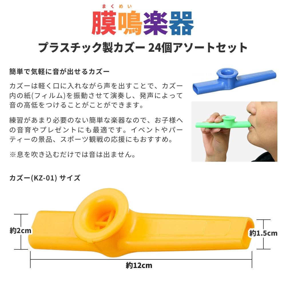 プラスチック製カズー KZ-24P バルクパック 24個アソートセット【KAZOO