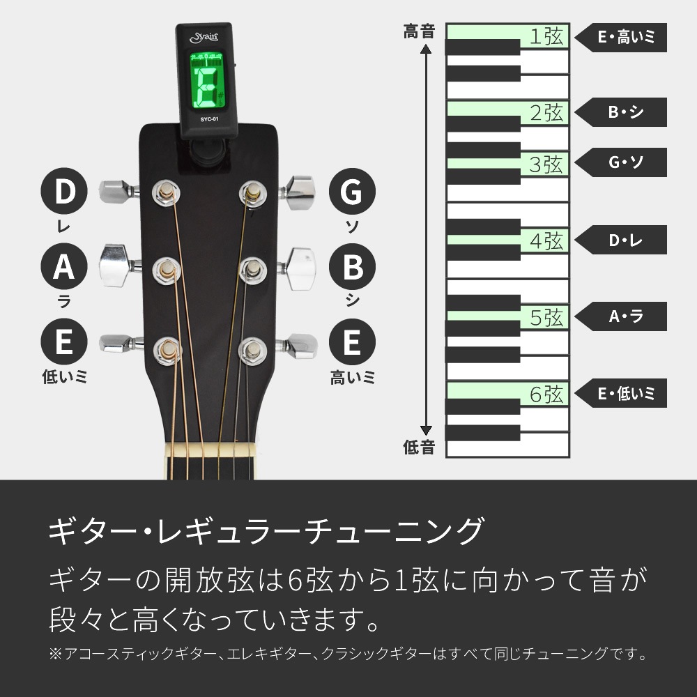 S.yairi クロマチック クリップ チューナー SYC-01 【 ギター、ベース、ウクレレなど幅広い楽器に対応するクリップチューナー SYC01 ヤイリ 】【ゆうパケット対応】