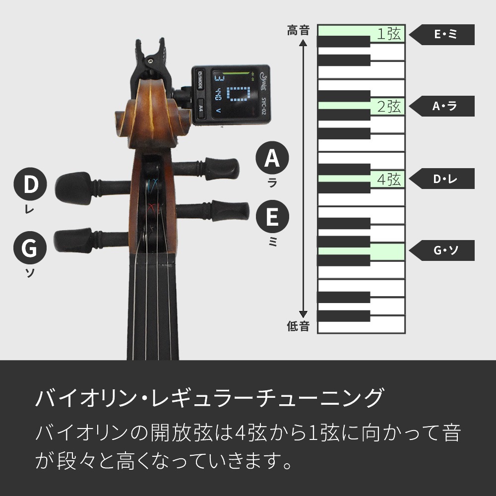 S.yairi クロマチック クリップ チューナー SYC-02【バイオリン、ギター、ベース、ウクレレなど幅広い楽器に対応するクリップチューナー SYC02 ヤイリ】【ゆうパケット対応】