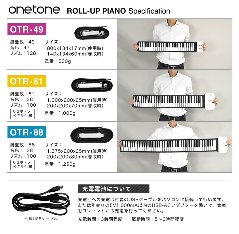 ロールアップピアノ 61鍵盤 キーボード ONETONE OTR-61 【楽器 演奏 子供 子供用 電子ピアノ プレゼントに最適 ワントーン OTR61 ONE TONE ロール ピアノ ハンド くるくる 携帯 手巻き】* | 鍵盤楽器 | サクラ楽器 本店 ロールアップピアノ 61鍵盤 キーボード ONETONE OTR-61 【楽器 演奏 子供 子供用 電子ピアノ プレゼントに最適 ワントーン OTR61 ONE TONE ロール ピアノ ハンド くるくる 携帯 手巻き】* | 鍵盤楽器 | サクラ楽器 本店