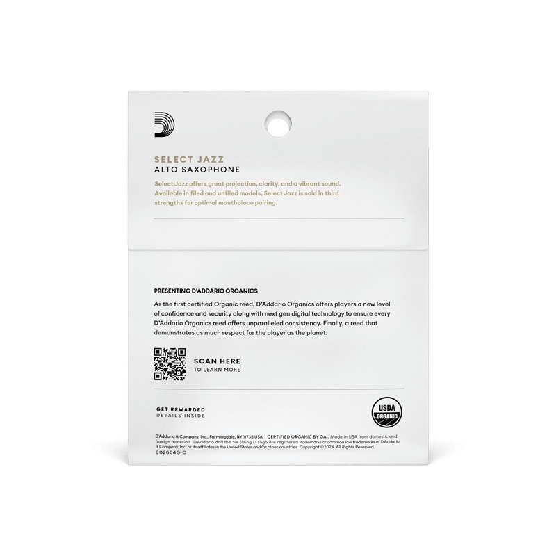 D'Addario WoodWinds リード ソプラノサックス用 USDAオーガニック認証取得済 SELECT JAZZ FILED ORSF03SSX 3枚入り【ORSF03SSX2S/ORSF03SSX2M/ORSF03SSX2H/ORSF03SSX3S】【ゆうパケット対応】