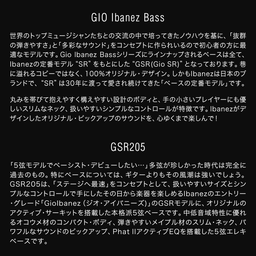 GIO Ibanez ジオアイバニーズ 5弦エレキベース GSR205 小型アンプ(PG-10)入門セット【大型荷物】