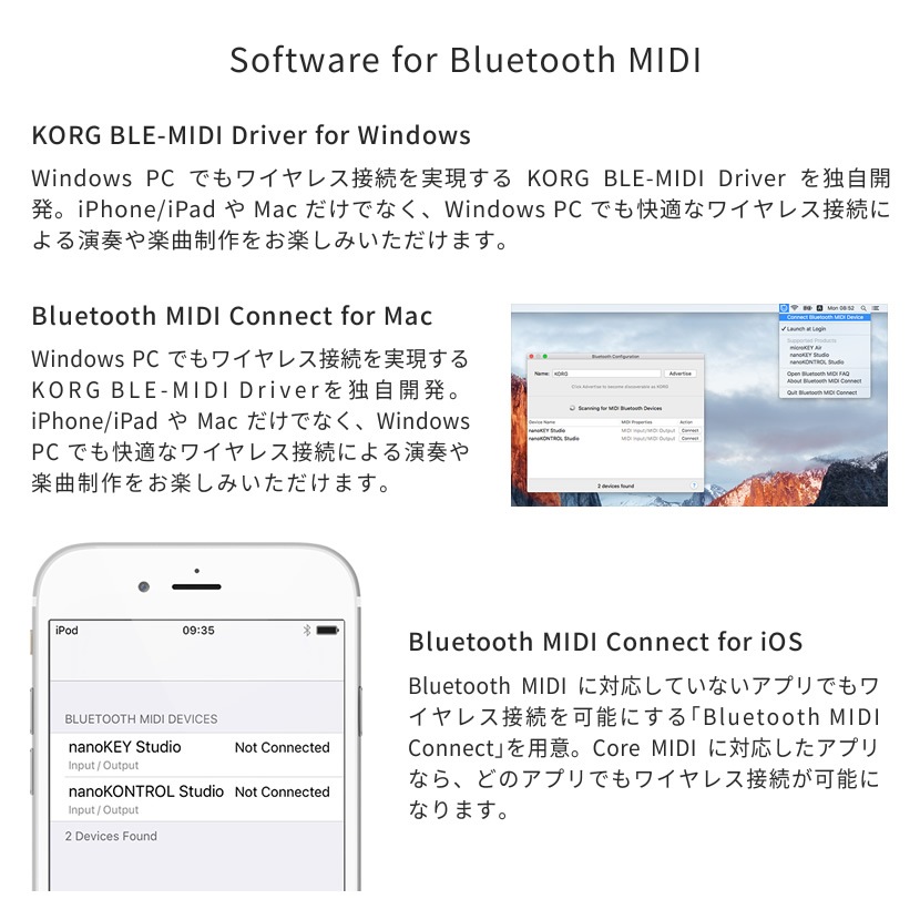 KORG ワイヤレス接続対応 MIDIキーボード microKEY2 Air-61 [61鍵モデル/Bluetooth接続]【第二世代 コルグ マイクロキー 音楽制作 DTM 電池駆動 USBバスパワー駆動】