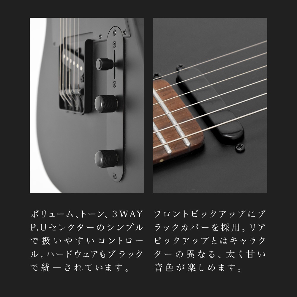 TLタイプ オールブラック エレキギター SELDER TLC-04 単品(ソフトケース・シールド付属) 【 初心者セット セルダー 入門セット TLC04 ギター 黒 ブラック 】