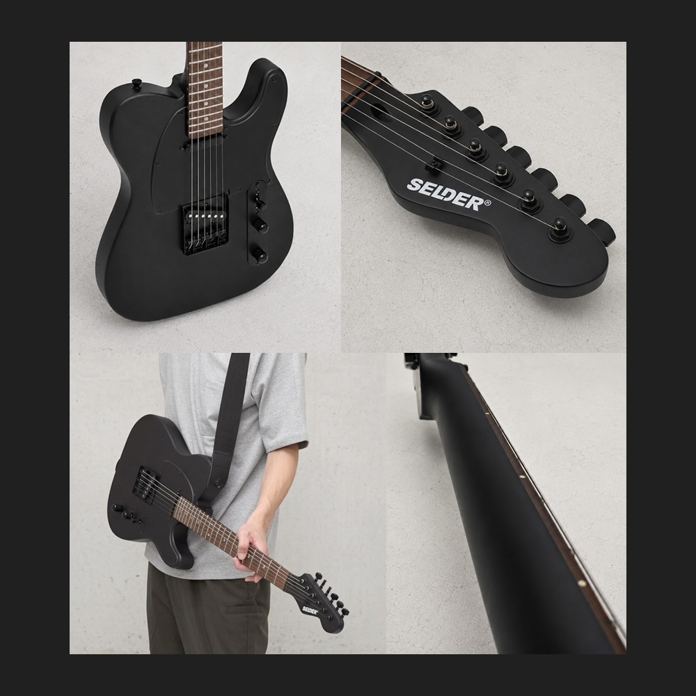 TLタイプ オールブラック エレキギター SELDER TLC-04 単品(ソフトケース・シールド付属) 【 初心者セット セルダー 入門セット TLC04 ギター 黒 ブラック 】