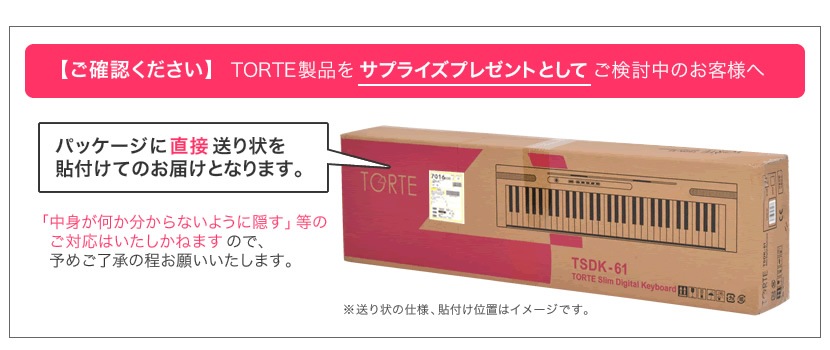 61鍵盤 キーボード 超軽量 スリム設計 TORTE TSDK-61 本体のみ【 61鍵盤 トルテ スリム ピアノ 軽量 電子 デジタル TSDK61】