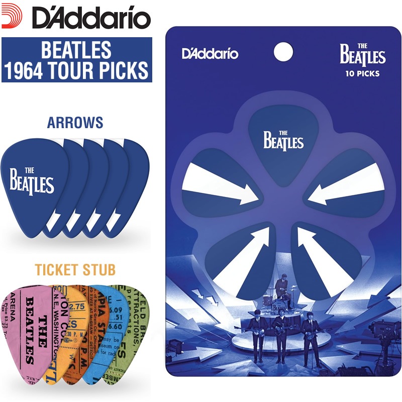 D'Addario ピック ティアドロップ Medium 0.70mm 10枚入り Beatles US Tour 1964 Collection 1CWH4-10B10 / 1CWH4-10B11 【 ダダリオ ビートルズ スタンダードシェイプ 】【5と0のつく日はエントリー等でポイント4倍】【ゆうパケット対応】＊