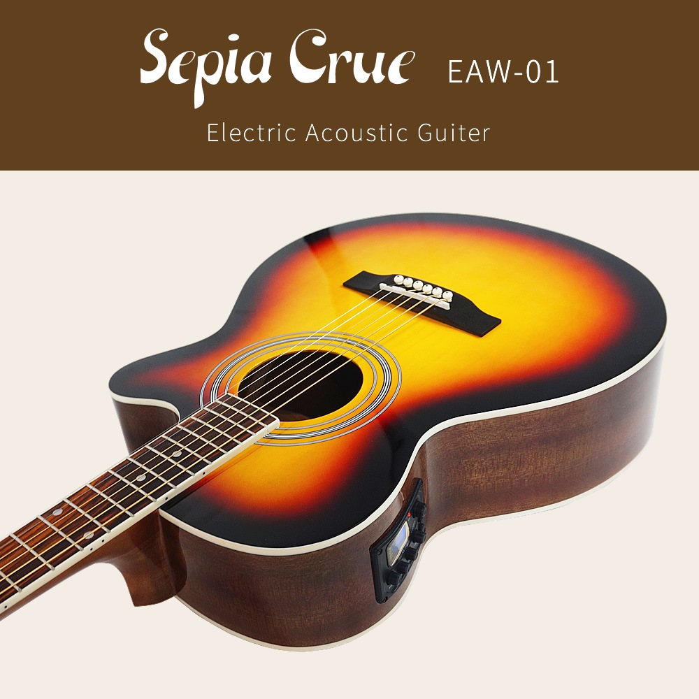 エレアコ 左利き用 Sepia Crue EAW-01LH/VS 単品（ソフトケース、シールドケーブル付属)【アコースティックギター セピアクルー アコギ 初心者 レフトハンド EAW01】【大型荷物】