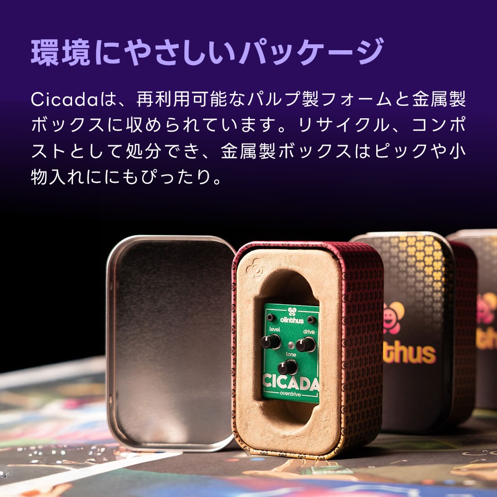 【ピック10枚セット付き！ 】CICADA (シカダ) オーバードライブ 【 olinthus オリンサス シケーダ シケイダ TS系 歪み 世界最小 ペダル エフェクター 】