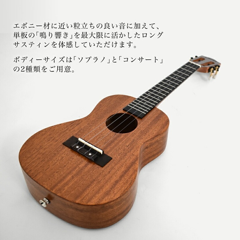 S.Yairi ウクレレ YU-SL-13MAS 入門ライトセット（ソプラノサイズ、マホガニー、オール単板、ロングネック仕様、ギアペグ仕様、ギグバッグ付属)【ヤイリ YUSL13MAS 初心者セット】
