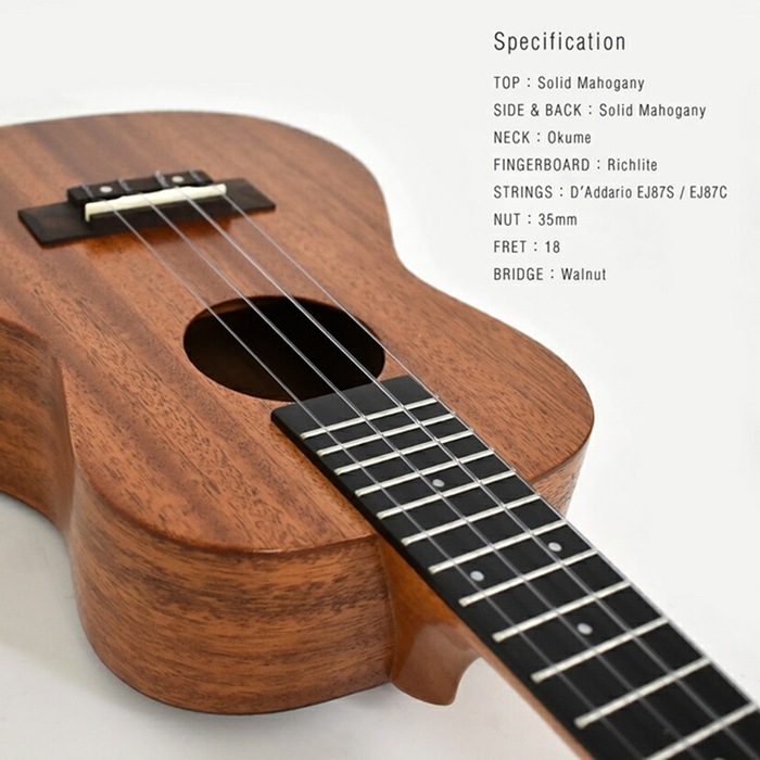 S.Yairi ウクレレ YU-SL-13MAS 入門ライトセット（ソプラノサイズ、マホガニー、オール単板、ロングネック仕様、ギアペグ仕様、ギグバッグ付属)【ヤイリ YUSL13MAS 初心者セット】