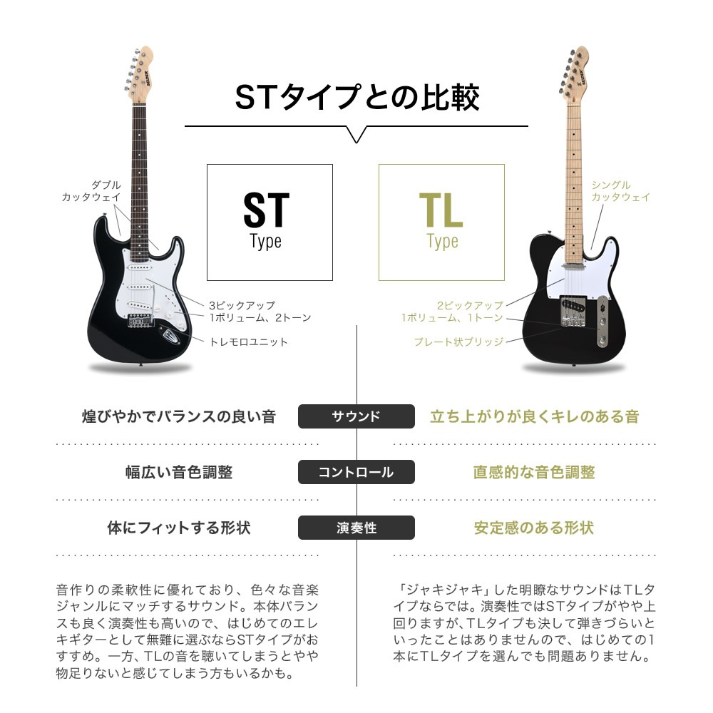 エレキギター TLタイプ SELDER TL-17  7点 初心者セット【ギター セルダー TL17 プレゼントに最適】【大型荷物】