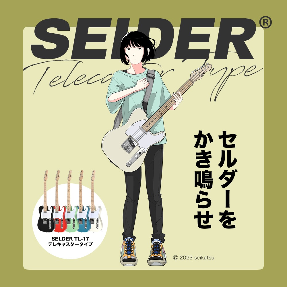 テレキャスタータイプ　レゾネーターギター 木製 ブラウン系 エレキギター テレキャスター タイプ SELDER TL-17 7点 初心者