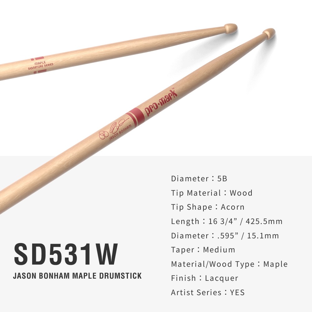 PROMARK ドラムスティック 5B メイプル SD531W【1ペア2本】【プロ