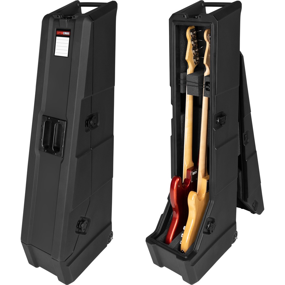 GATOR エレキベース用ハードケース 2本収納 ハンドル&ホイール付き Mini Vault Series GTR-MINIVAULT-B2 【 ゲーター ロト成形 ギタースタンド ステージラック キャスター付き 】【大型荷物】