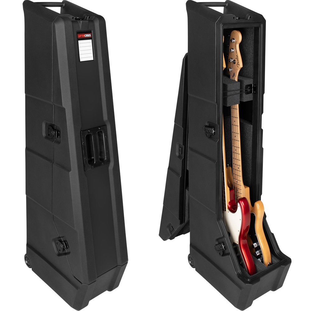 GATOR エレキベース用ハードケース 2本収納 ハンドル&ホイール付き Mini Vault Series GTR-MINIVAULT-B2 【 ゲーター ロト成形 ギタースタンド ステージラック キャスター付き 】【大型荷物】