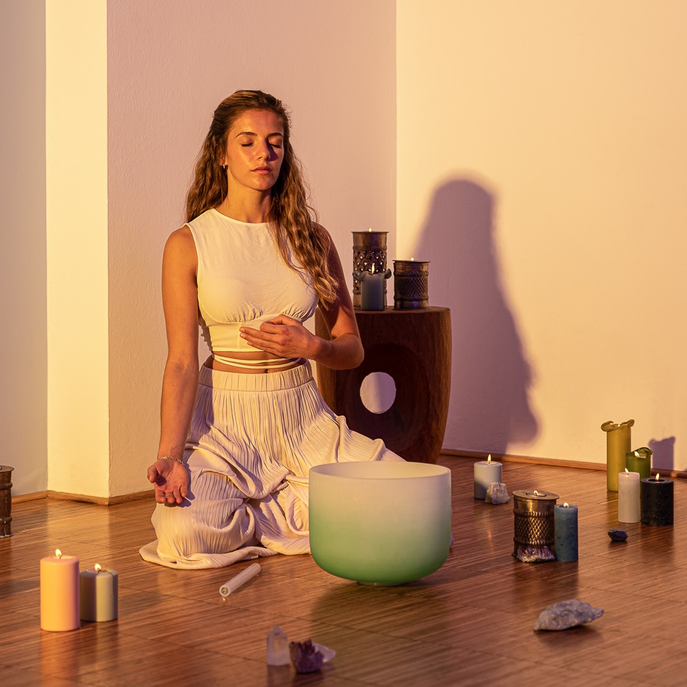 MEINL Sonic Energy クリスタル・シンギングボウル カラーフロストシリーズ 11インチ ハートチャクラ CSBC11F【マイネル ソニックエナジー CRYSTAL SINGING BOWL ヨガ ヒーリング 瞑想】