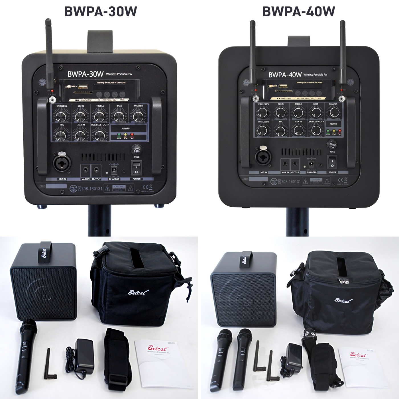 ポータブルPAアンプ ワイヤレスマイク付き  Belcat BWPA-30W [Bluetooth対応]【BWPA30 PAセット 結婚式 講演 演説 ライブ カラオケ イベント 野外】