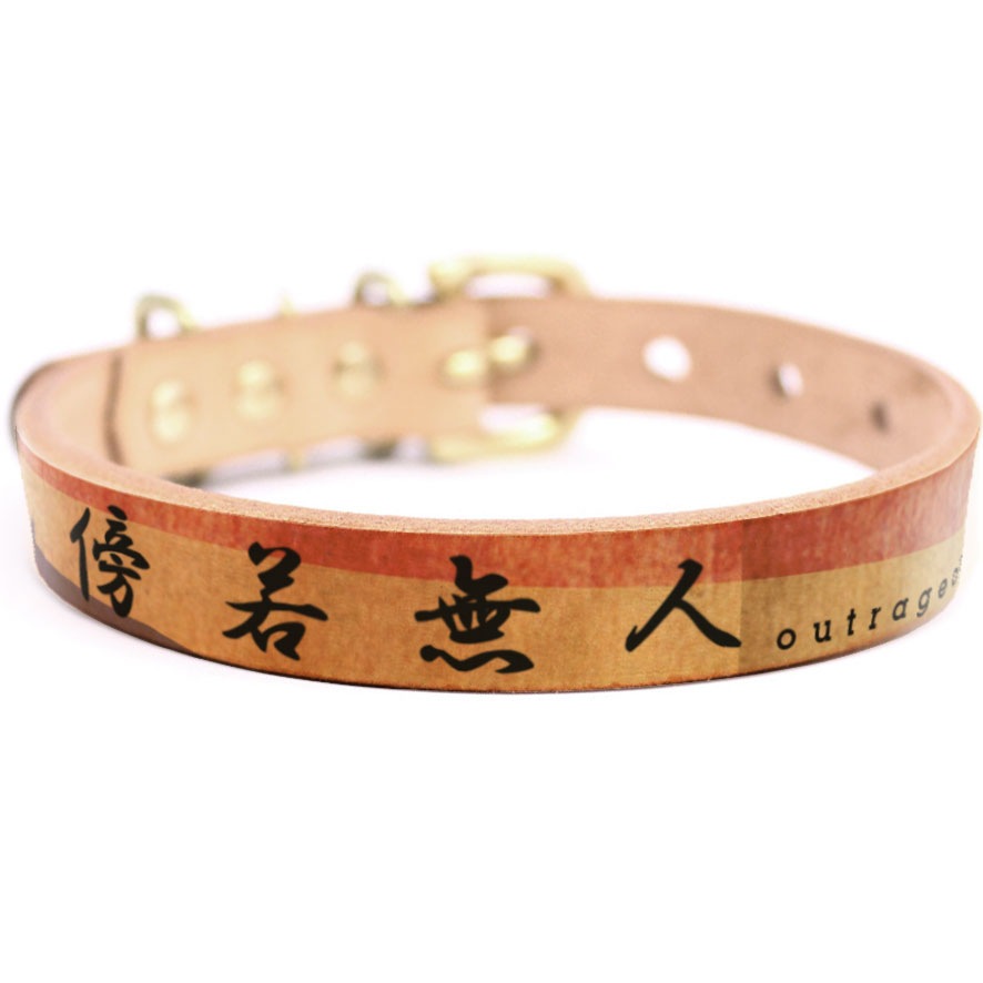 Framer アートなグラフィック本革首輪 真鍮無垢金具 サイズSSS~LL ベルト幅16mm/12mm/24mm #23016