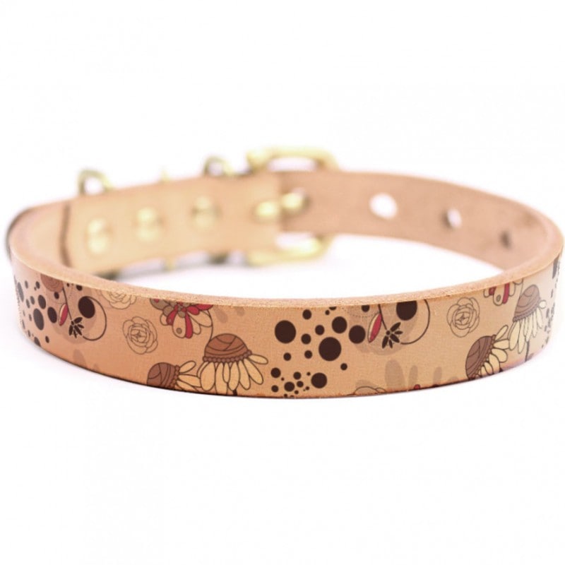 Framer アートなグラフィック本革首輪　真鍮無垢金具 サイズSSS～LL ベルト幅16mm/12mm/24mm #23030