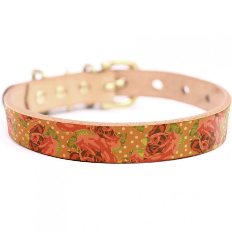 Framer アートなグラフィック本革首輪　真鍮無垢金具 サイズSSS～LL ベルト幅16mm/12mm/24mm #23041