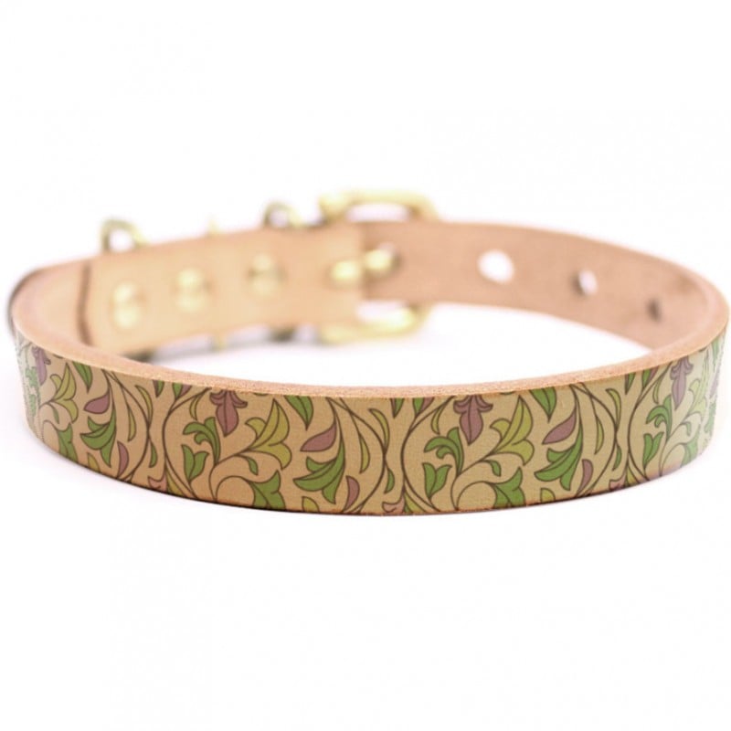 Framer アートなグラフィック本革首輪　真鍮無垢金具 サイズSSS～LL ベルト幅16mm/12mm/24mm #23048