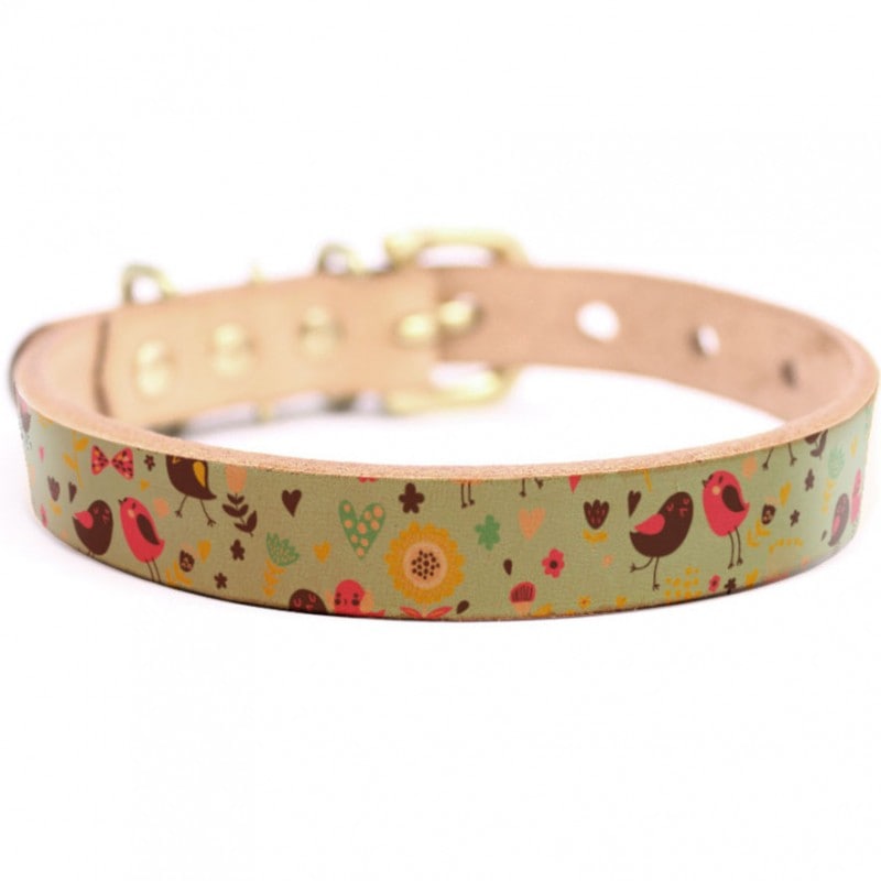 Framer アートなグラフィック本革首輪　真鍮無垢金具 サイズSSS～LL ベルト幅16mm/12mm/24mm #23054