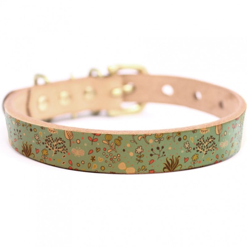 Framer アートなグラフィック本革首輪　真鍮無垢金具 サイズSSS～LL ベルト幅16mm/12mm/24mm #23057