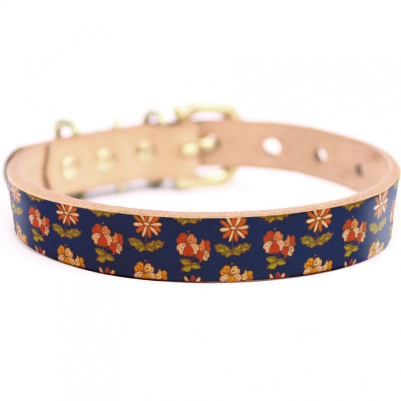 Framer アートなグラフィック本革首輪　真鍮無垢金具 サイズSSS～LL ベルト幅16mm/12mm/24mm #23068